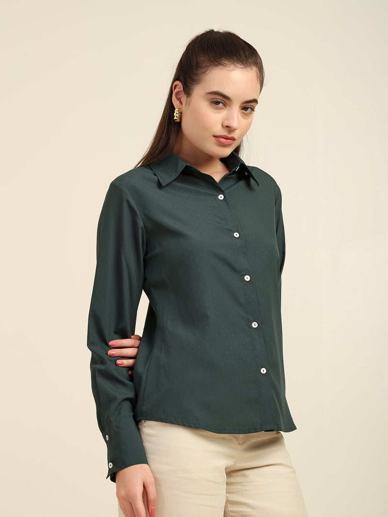 7OUNCE Dobby Solid Color Full Sleeve Shirt for Women - Image 3